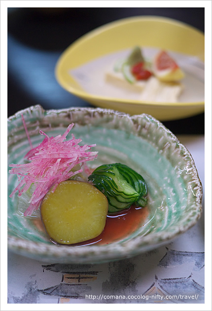 酢物：白菜白煮　薩摩芋　蛇腹胡瓜の梅肉酢掛け